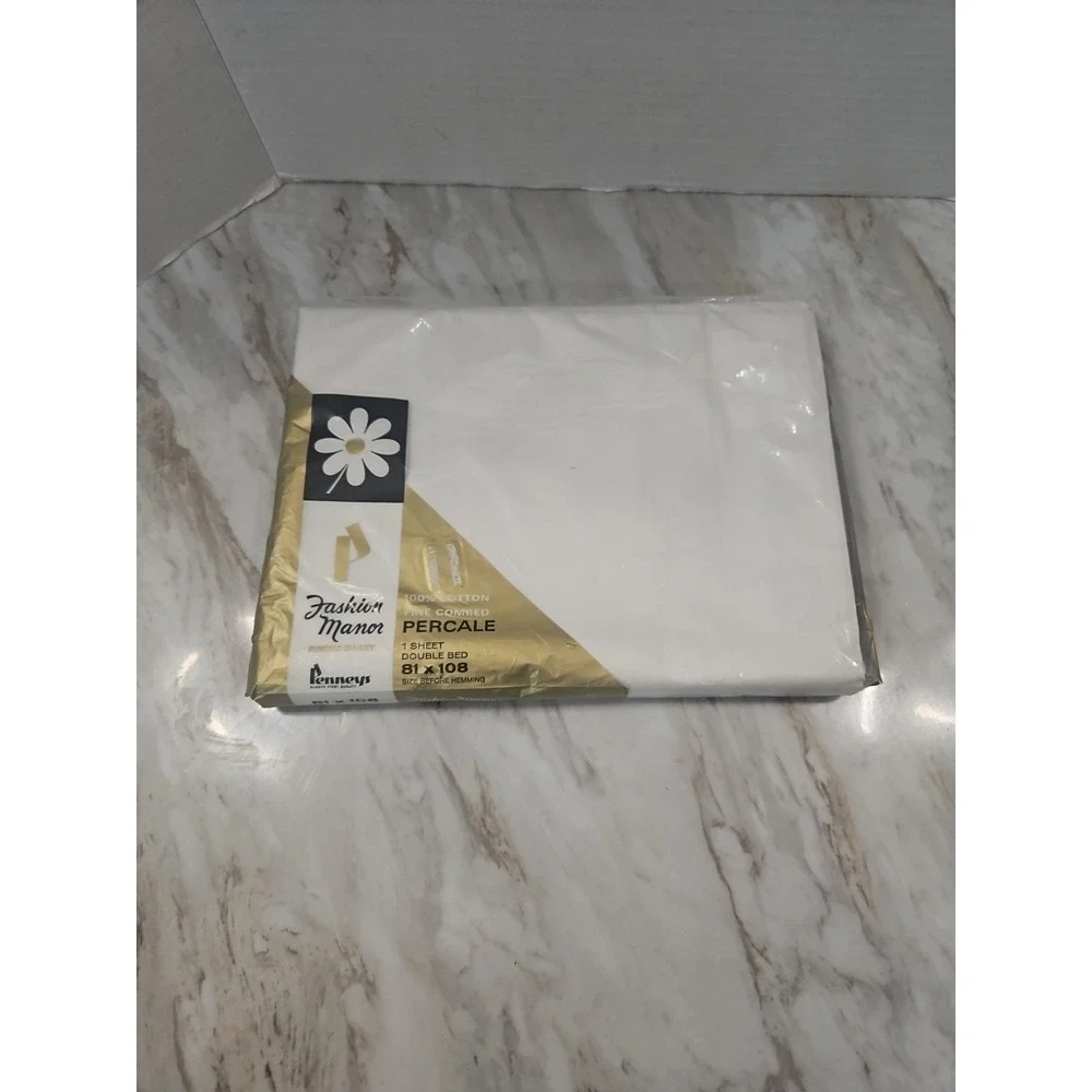 Vintage Penneys Fashion Manor Penn Double Bed Percale Sheet 81 x 108 White